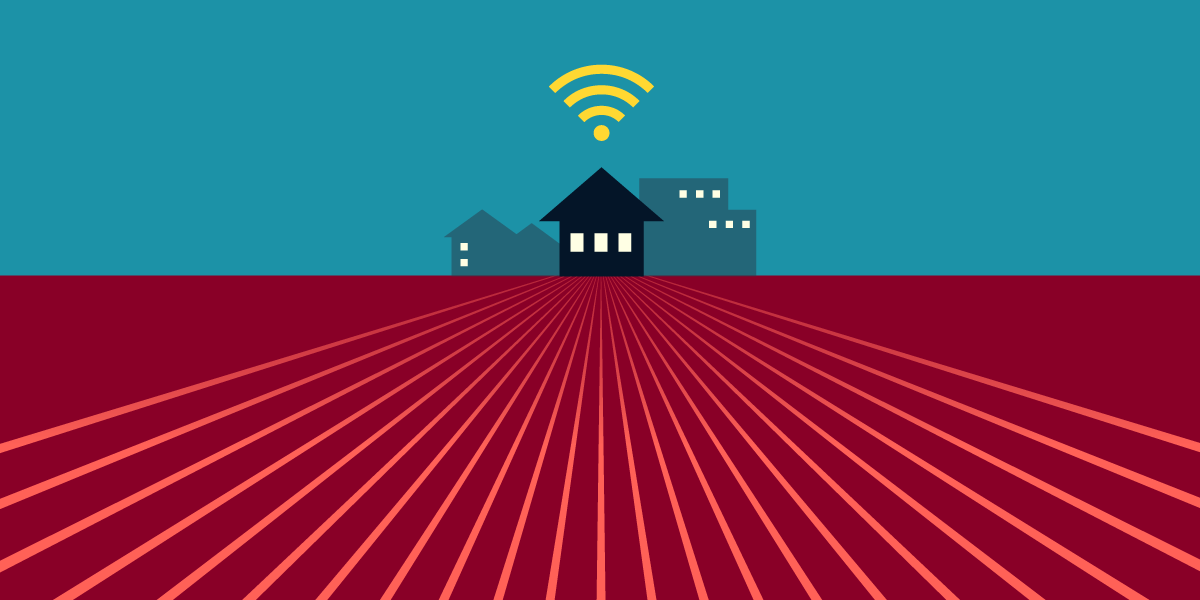 illustration of homes with wifi symbol above