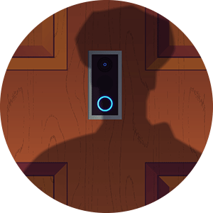 illustration of police shadow on an amazon ring camera