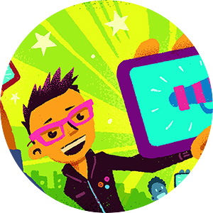 illustration of young people holding phones with free speech megaphone, encryption kes