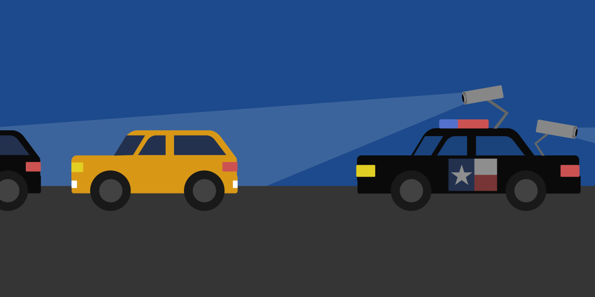 illustration of a police car with an ALPR on its roof