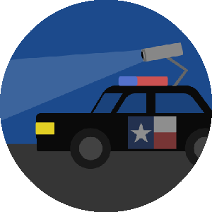 illustration of a police car with an ALPR on its roof