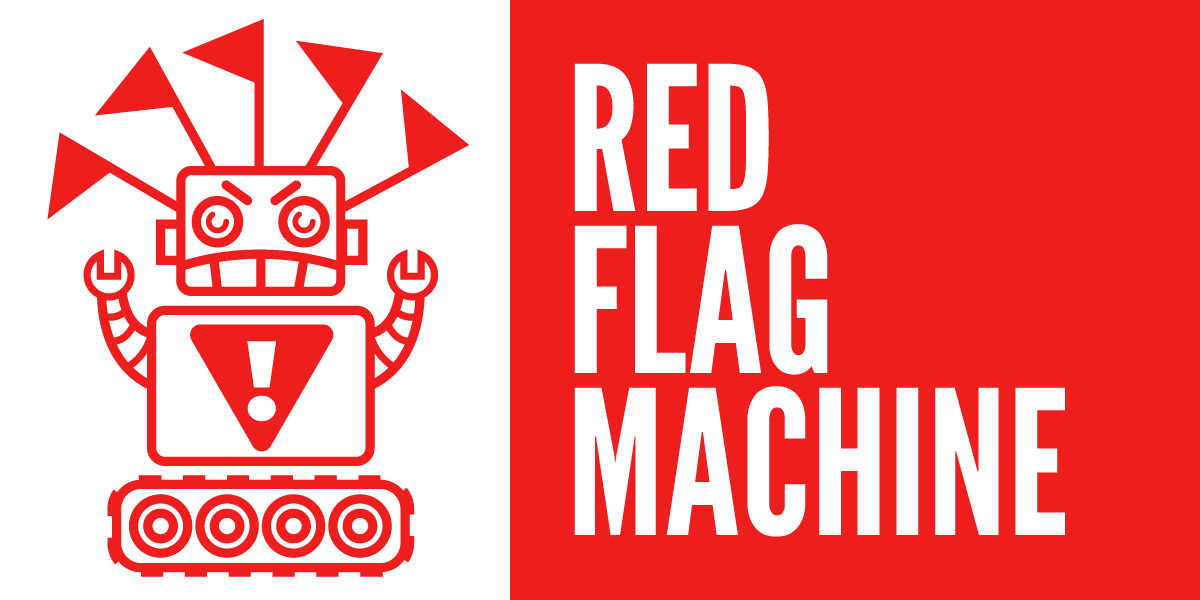 red flag machine, a robot is the logo of this project