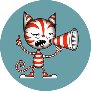 illustration of a free speech cat talking on a megaphone