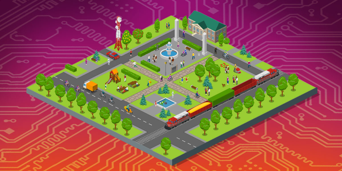 illustration of idealized town square