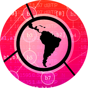 World map with focus on South America and user rights symbols