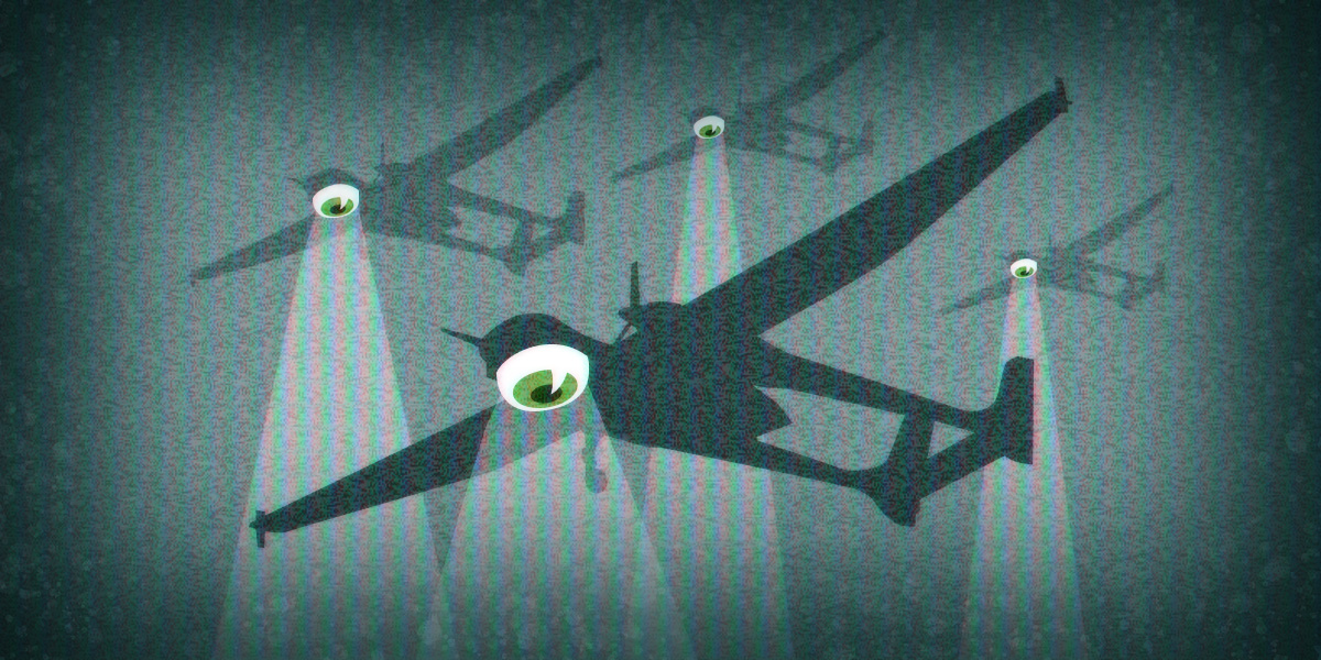 illustration of a drone with a giant eye